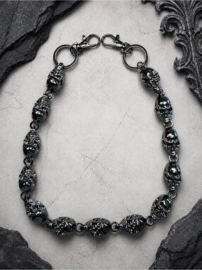 🖤 Gunmetal Skull Bag Chain | Gothic Edgy Handbag Accessory
